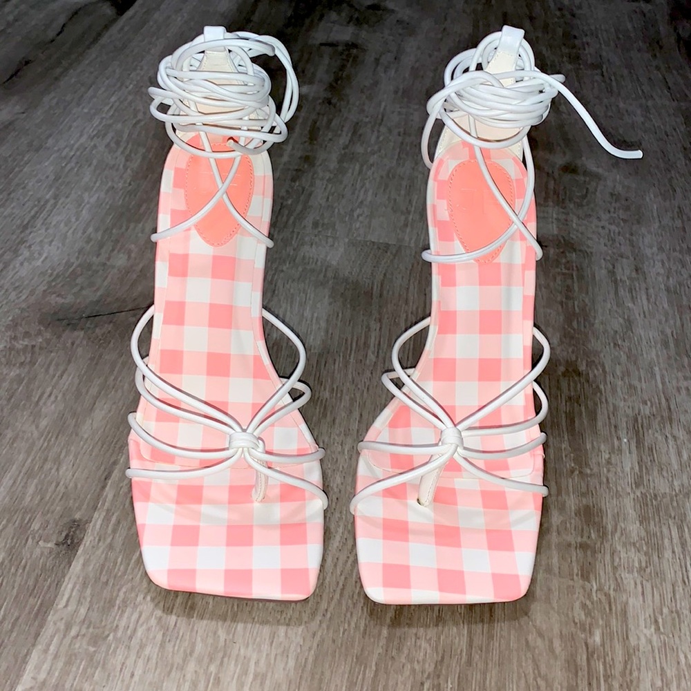 Brand new JustFab lace up sandals size 7.5